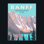 Carte Postale Parc national Banff Moraine Lac Vintage<br><div class="desc">Création d'oeuvres vectorielles du parc national Banff. Le parc est le premier parc national du Canada et fait partie des parcs des Rocheuses du Canada,  site du patrimoine mondial de l’UNESCO.</div>