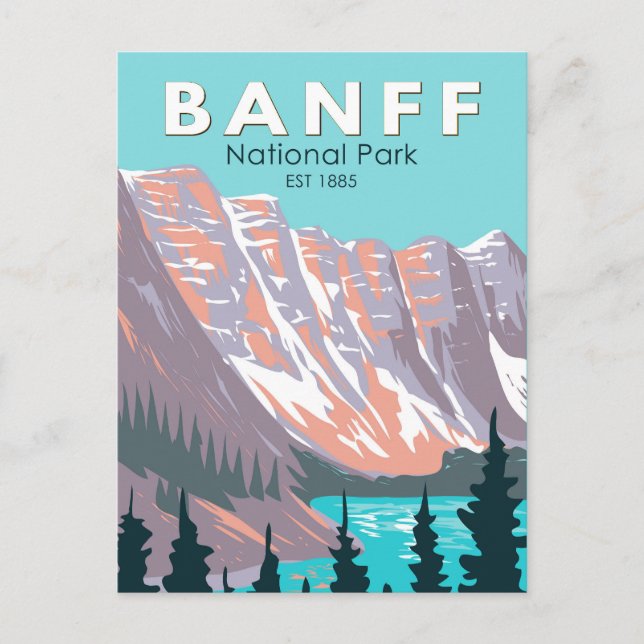 Carte Postale Parc national Banff Moraine Lac Vintage (Devant)