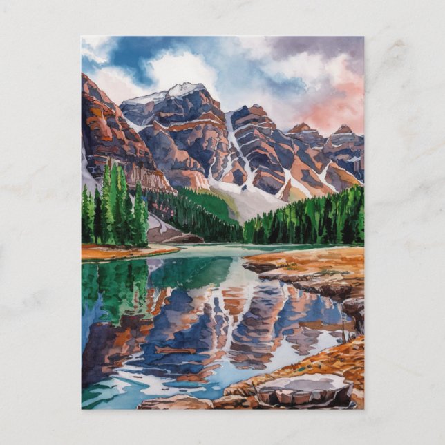 Carte Postale Parc national Banff Peinture d'aquarelle du Canada (Devant)