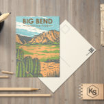 Carte Postale Parc national Big Bend Chihuahuan Désert Vintage<br><div class="desc">Grande conception vectorielle vintage de pliage. Le parc national Big Bend est situé dans le sud-ouest du Texas et comprend toute la chaîne de montagnes du Chisos et une grande partie du désert du Chihuahuan.</div>