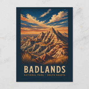 Carte Postale Parc national de Badlands South Dakota Gravure sur