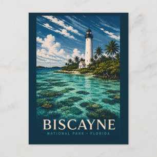 Carte Postale Parc national de Biscayne Floride gravure sur bois