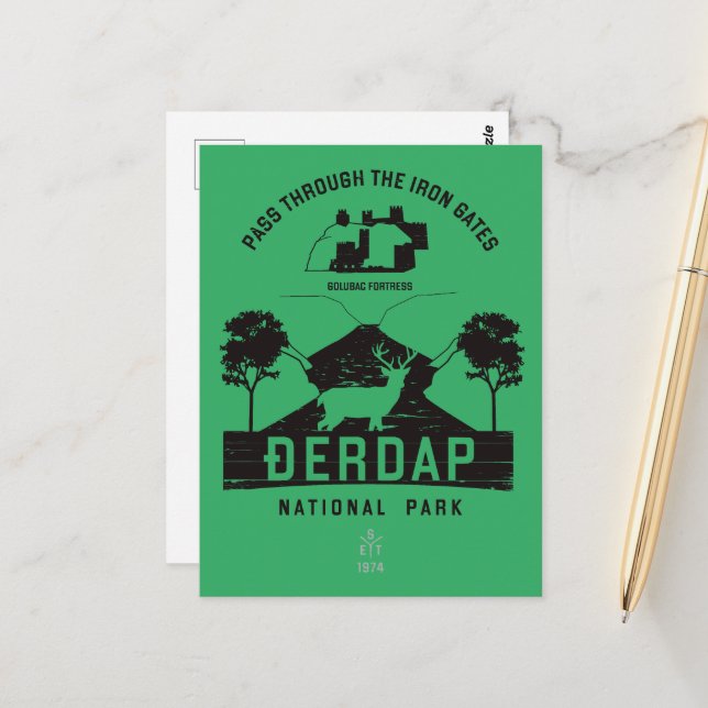 Carte Postale Parc national de Djerdap Portes de fer Design noir (Devant/Arrière en situation)