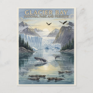 Carte Postale Parc national de Glacier Bay en Alaska, aquarelle