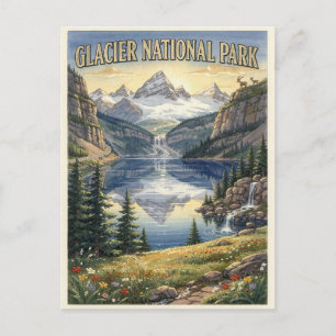 Carte Postale Parc national de Glacier Montana Aquarelle