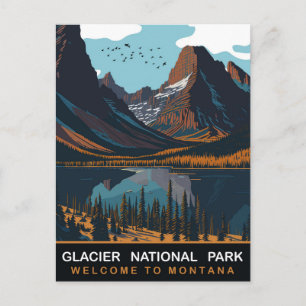 Carte Postale Parc national de Glacier, MT, Voyage Vintage