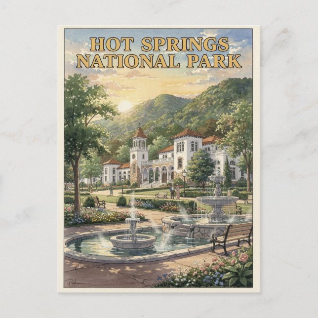 Carte Postale Parc national de Hot Springs rangée des bains (Devant)