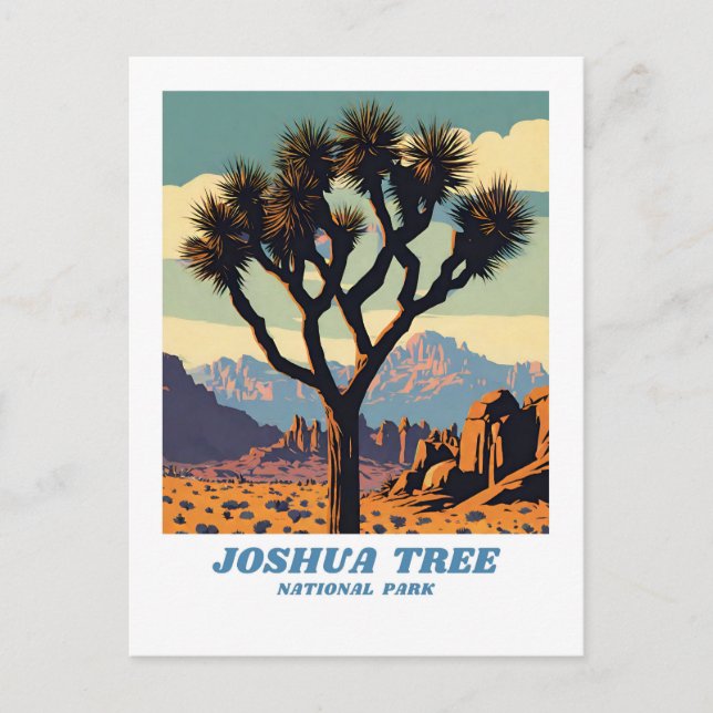 Carte Postale Parc national de Joshua Tree illustration retro Sc (Devant)