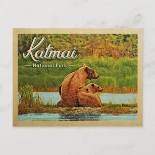 Carte Postale Parc national de Katmai Bears Vintage