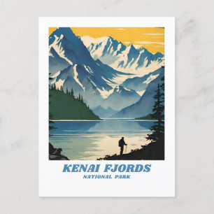 Carte Postale Parc national de Kenai Fjords illustration retro A