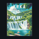 Carte Postale Parc national de Krka Croatie Voyage Art Vintage<br><div class="desc">Conception de l'illustration vectorielle de Krka. Le parc national de Krka est situé le long de la rivière Krka dans le sud de la Croatie. Il est connu pour une série de 7 cascades.</div>
