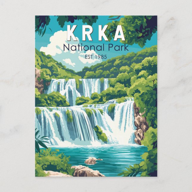 Carte Postale Parc national de Krka Croatie Voyage Art Vintage (Devant)