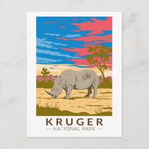 Carte Postale Parc national de Kruger Rhinoceros blancs Art de v