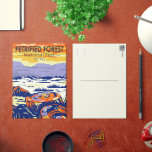 Carte Postale Parc National de la Forêt Petrifiée Arizona Vintag<br><div class="desc">Conception de l'illustration vectorielle Petrified Forest. Le parc est situé dans le nord-est de l'Arizona et possède de grands gisements de bois pétrifié.</div>