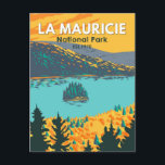 Carte Postale Parc national de la Mauricie Travel Art Vintage<br><div class="desc">Le parc national de la Mauricie est une conception vectorielle d'art vectoriel. Le parc compte 150 lacs et de nombreux étangs.</div>