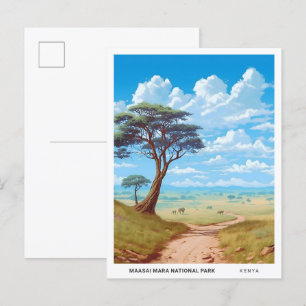 Carte Postale Parc national de Massai Mara Kenya Vintage voyage