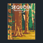 Carte Postale Parc national de Sequoia Sequoia Arbres géants Vin<br><div class="desc">Conception d'illustration vectorielle Sequoia. Le parc est le point le plus élevé du mont Whitney,  le mont contigu des États-Unis,  et se trouve au sud du parc national Kings Canyon.</div>