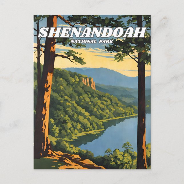 Carte Postale Parc national de Shenandoah illustration rétro Est (Devant)