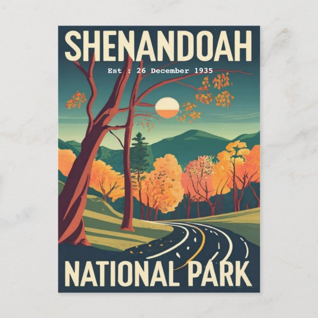 Carte Postale Parc national de Shenandoah skyline de la couleur  (Devant)