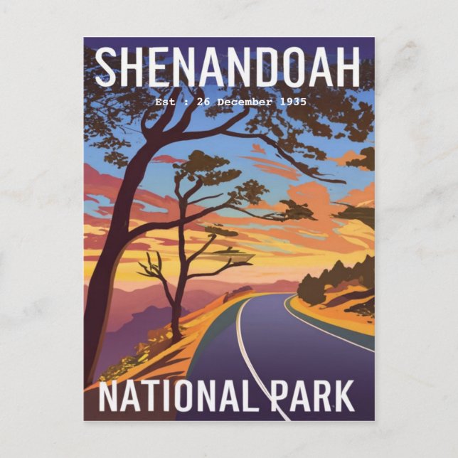 Carte Postale Parc national de Shenandoah skyline de la couleur  (Devant)