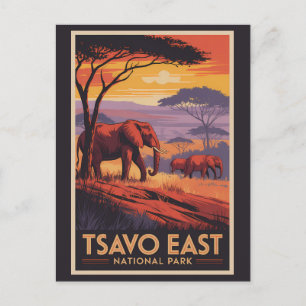 Carte Postale Parc national de Tsavo Est Illustration Voyage Ken