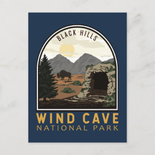 Carte Postale Parc national de Wind Cave Black Hills Emblem Vint