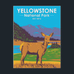Carte Postale Parc national de Yellowstone Cerf mulet Vintage<br><div class="desc">Conception de vecteur de la forêt de Yellowstone. Le parc comprend des canyons spectaculaires,  des rivières alpines,  des forêts luxuriantes,  des sources chaudes et des geysers jaillissants,  dont le plus célèbre,  Old Faithful.</div>