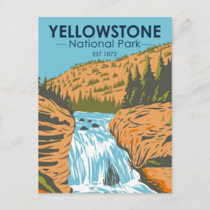 Carte Postale Parc national de Yellowstone Firehole Falls Vintag