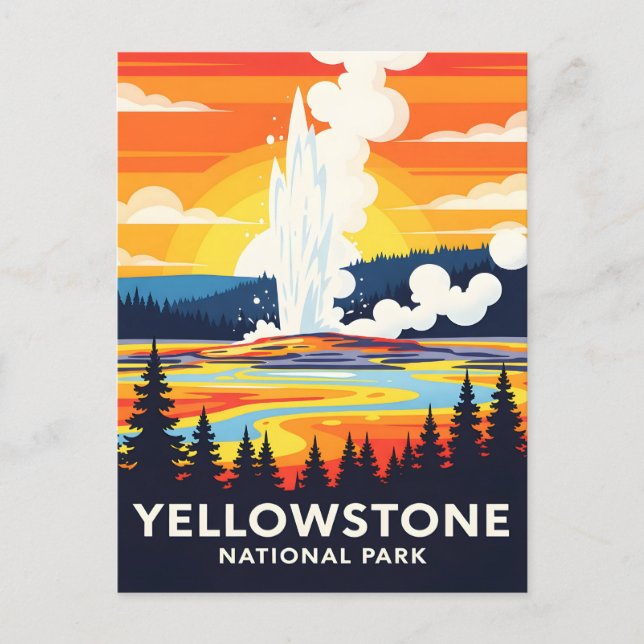 Carte Postale Parc national de Yellowstone – Geyser vibrant (Devant)