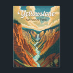 Carte Postale Parc national de Yellowstone Grand Canyon Art Rétr<br><div class="desc">Conception d'art vectoriel Yellowstone. Le parc présente des canyons dramatiques,  des rivières alpines,  des forêts luxuriantes,  des sources chaudes et des geysers jaillissants,  dont le plus célèbre,  Old Faithful.</div>