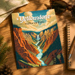 Carte Postale Parc national de Yellowstone Grand Canyon Art rétr<br><div class="desc">Conception d'illustration vectorielle de Yellowstone. Le parc comprend des canyons spectaculaires,  des rivières alpines,  des forêts luxuriantes,  des sources chaudes et des geysers jaillissants,  dont le plus célèbre,  Old Faithful.</div>