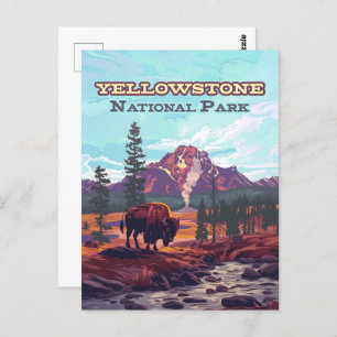 Carte Postale Parc national de Yellowstone Wyoming Bison Geyser