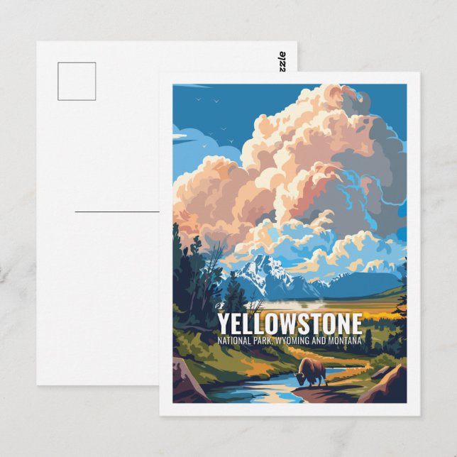 Carte Postale Parc national de Yellowstone Wyoming et Montana (Devant / Derrière)