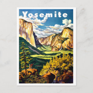 Carte Postale parc national de Yosemite, affiche de voyage vinta