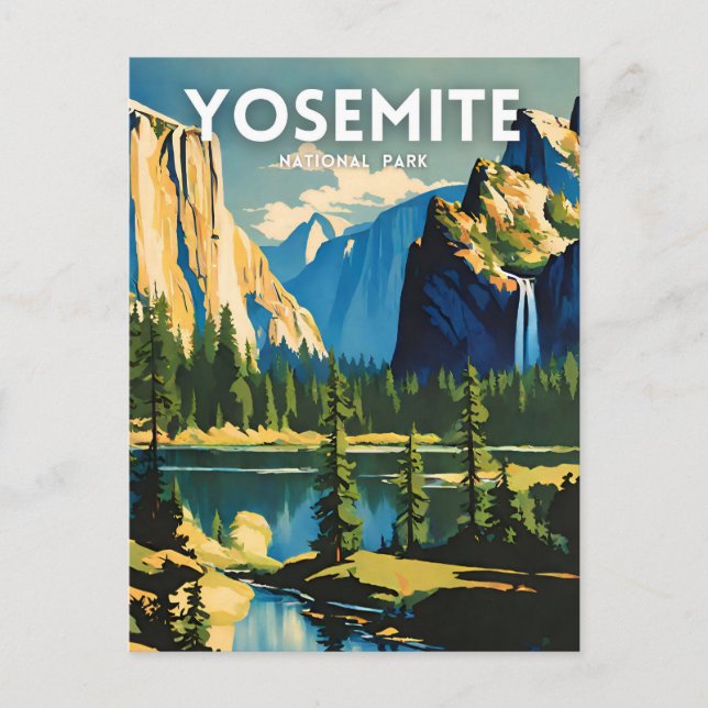 Carte Postale Parc national de Yosemite illustration rétro Aesth (Devant)