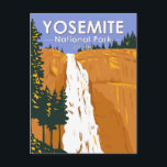 Carte Postale Parc national de Yosemite Nevada Falls Californie<br><div class="desc">Design d'illustration vectorielle de Yosemite. Le parc est célèbre pour ses séquoias géants et anciens,  et pour Tunnel View,  la vue iconique de Bridalveil Fall et les falaises de granit d'El Capitan et Half Dome.</div>