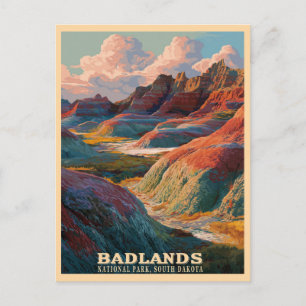 Carte Postale Parc national des Badlands - Paysage accidenté de 