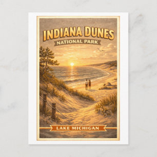 Carte Postale Parc national des dunes de l'Indiana de style vint
