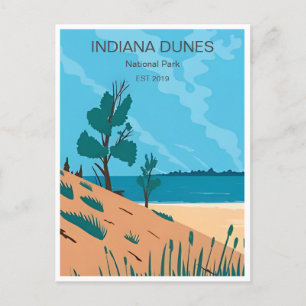 Carte Postale Parc national des dunes de l'Indiana Vintage voyag