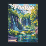Carte Postale Parc national des lacs Plitvice Croatie Art de voy<br><div class="desc">Conception d'oeuvres vectorielles Plitvice Lakes. Les lacs du parc sont séparés par des barrages travertins naturels,  créés par l'eau qui s'écoule en couches minces au-dessus des seuils.</div>