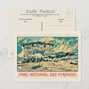 Carte Postale Parc national des Pyrénées France, moutons