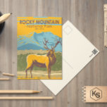 Carte Postale Parc national des Rocheuses Colorado Elk Vintage<br><div class="desc">Création d'oeuvres vectorielles Rocky Mountain. Le parc est connu pour le chemin Trail Ridge et le chemin Old Fall River,  des routes qui traversent des arbres de peuplier faux-tremble et des rivières.</div>