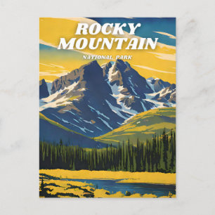 Carte Postale Parc national des Rocheuses illustration rétro Ae