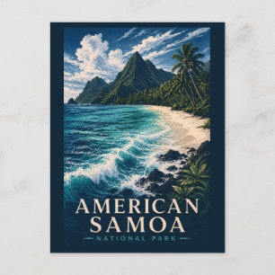 Carte Postale Parc national des Samoa américaines Modern Woodblo