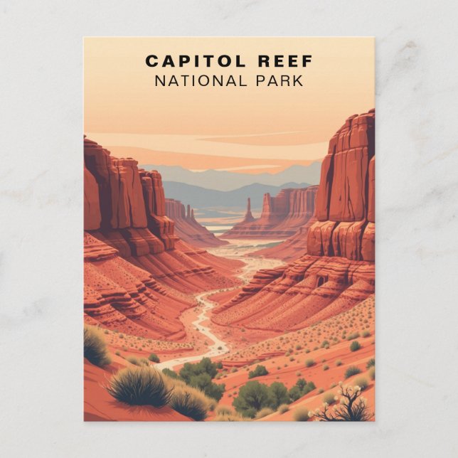 Carte Postale Parc national du Capitol Reef Retro USA (Devant)