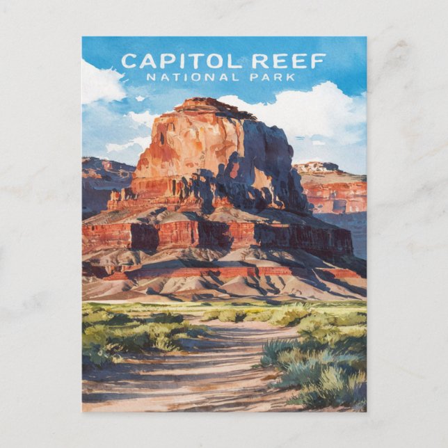 Carte Postale Parc national du Capitol Reef Utah Watercolor (Devant)