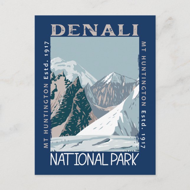 Carte Postale Parc national du Denali Alaska Mont Huntington Ret (Devant)