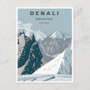 Carte Postale Parc national du Denali vintage Alaska Mont Hunter