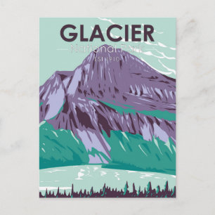 Carte Postale Parc national du Glacier Montana Lac caché Vintage