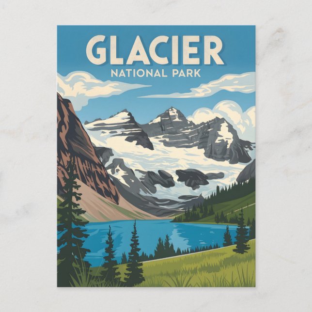 Carte Postale Parc national du Glacier vintage (Devant)
